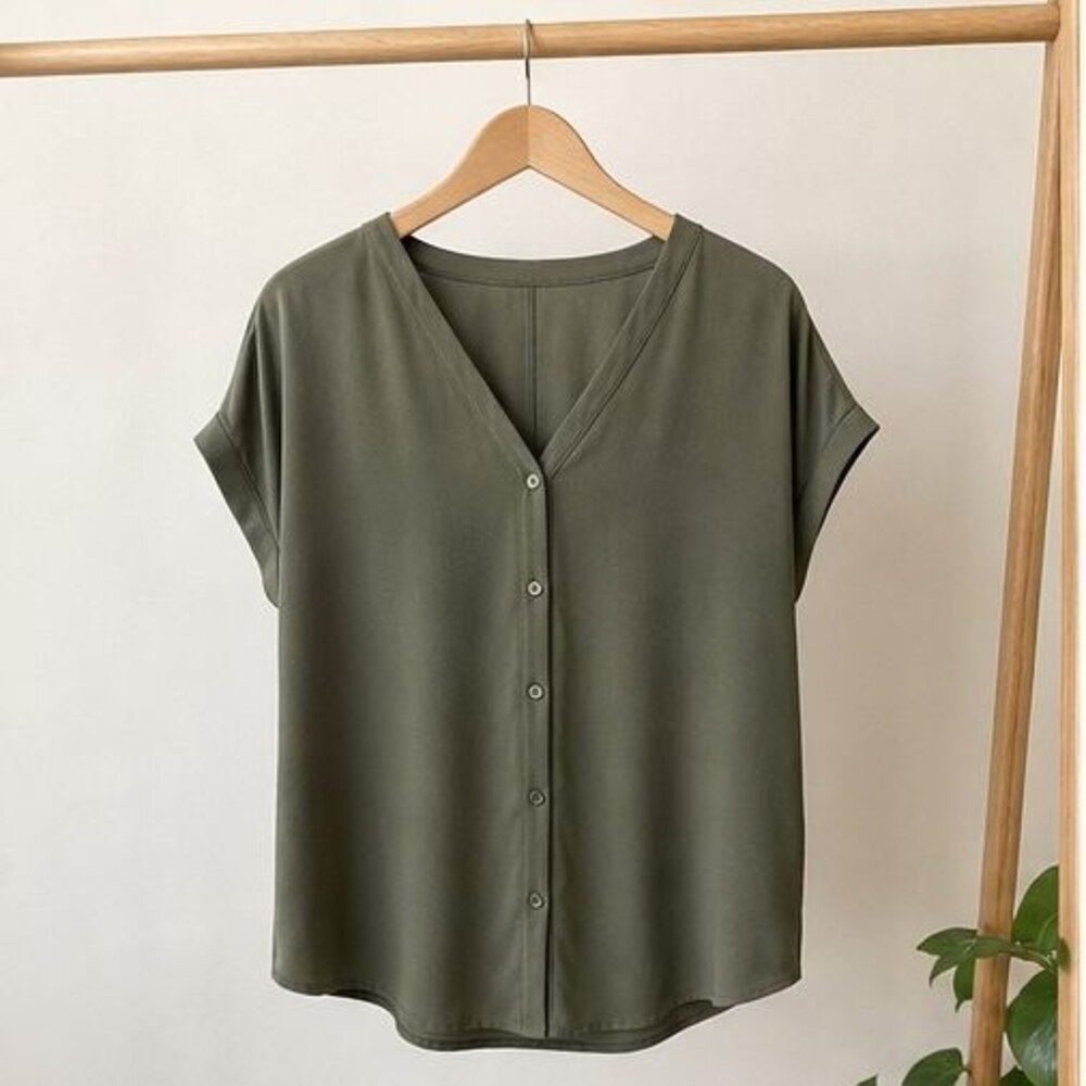 Olive Wrap Blouse